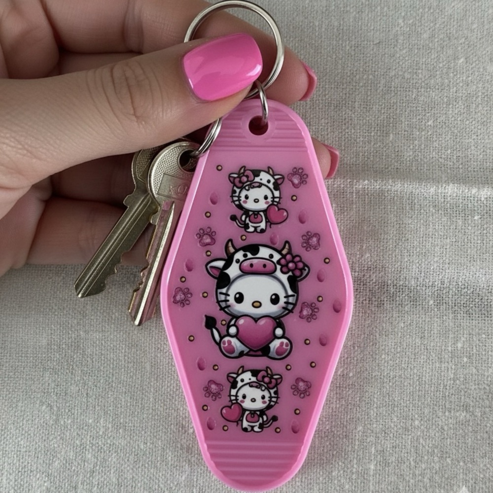 Cute Pink Keychain with Hello Kitty Design